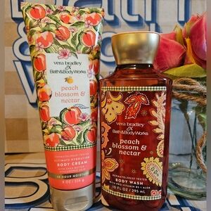 NWT Bath & Body Works Peach Blossom & Nectar Bodycare Set - Orange & White